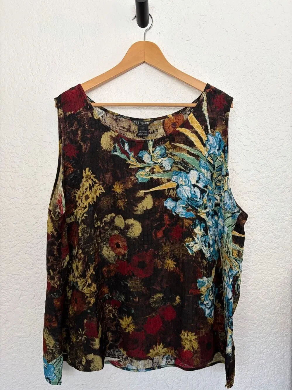 Citron Santa Monica 100% Silk Floral Two-Piece Tunic Jacket & Shell Set 3X